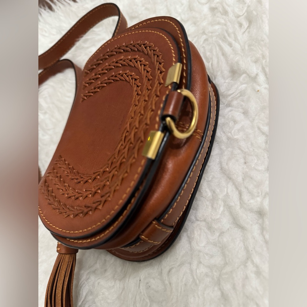Chloe Marcie Tassel Crossbody Bag Whipstitch Leather Small - Picture 12 of 14